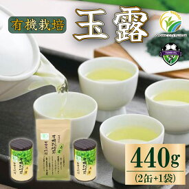 【ふるさと納税】 お茶 玉露 180g × 2缶 80g × 1袋 セット 有機 オーガニック 日本茶 飲料 健康 静岡 緑茶 プチギフト 贈答 高級茶 美味しい 味 香り 渋み うまみ カテキン ビタミン ミネラル 作用 リラックス効果 ストレス 体に良い 藤枝市 静岡県