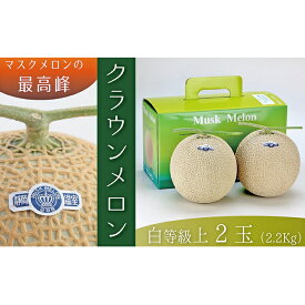 【ふるさと納税】クラウンメロン（白上級）2玉 箱入り　【果物・マスクメロン・青肉】
