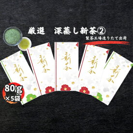 【ふるさと納税】厳選　深蒸し新茶(2)（80g×5袋）　【お茶・緑茶】　お届け：2024年5月中旬～2025年4月下旬