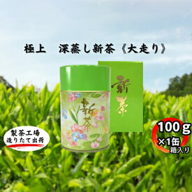 【ふるさと納税】極上　深蒸し新茶《大走り》箱入（100g×1缶）　お届け：4月下旬～