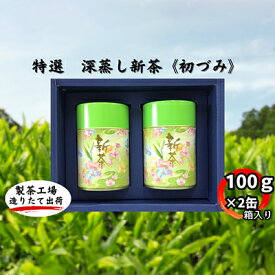 【ふるさと納税】特選　深蒸し新茶《初づみ》箱入（100g×2缶）　【お茶・緑茶】　お届け：2024年5月初旬～2024年10月中旬