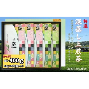 【ふるさと納税】特選 深蒸し上煎茶《匠》平箱ギフト(80g×5袋) お届け:2026年4月30日〜5月30日