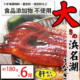 【ふるさと納税】【発送月固定定期便】食品添加物不使用の浜名湖うなぎ　脂ノリノリ大きな長蒲焼6尾+肝焼き付き全2回【配送不可地域：離島】【4059753】
