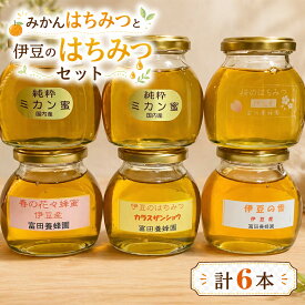 【ふるさと納税】富田養蜂園　みかんはちみつと伊豆のはちみつセット（200g×6本） | ハチミツ 蜂蜜 詰め合わせ 蜜柑 ミカン 桜 さくら おまかせ 瓶 ガラス瓶 保存食 防災 国産 伊豆の国 静岡 静岡県