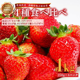 【ふるさと納税】 2026年2月中旬発送予定 いちご 4種 食べ比べ セット 1kg 250g × 4パック 産地直送 苺 果物 ストロベリー スターナイト 紅ほっぺ 章姫 きらぴ香 かおり野 朝採れ ギフト プレゼント 季節限定 新鮮 牧之原いちご 静岡いちご 牧之原市 静岡県 ヤマセン