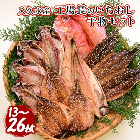 【ふるさと納税】 選べる内容量 ひもの ギフト 御中元 御歳暮 鯵 金目鯛 鯖 秋刀魚 あじ 13枚 26枚 伊豆 静岡 西伊豆 入久水産の「工場長のいちおし干物セット」[0806214]