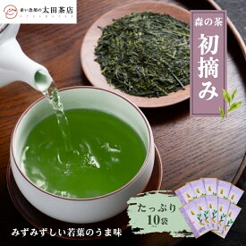 【ふるさと納税】森の茶「初摘み」たっぷり10袋 お茶 茶葉 煎茶 みる芽 若葉 一芯三葉 みずみずしい うま味 まろやかな甘み 渋み バランスの良いお茶 緑鮮やか 森町 静岡県