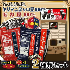 【ふるさと納税】ミル挽き珈琲　モカ豆100％ 1袋・キリマンジャロ豆100% 1袋セット　(250g/袋)