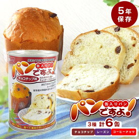 【ふるさと納税】【長期保存】パンですよ　6缶セット（チョコチップ×2/レーズン×2/コーヒーナッツ×2） | 防災食 長期保存 常温 防災用品 缶切り不要 食べ比べ チョコチップ レーズン コーヒーナッツ　パンですよ！ 非常用パン やわらかいパン イージーオープン