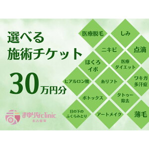 【ふるさと納税】美容医療 脱毛・美肌 選べる!施術30万円分【組み合わせ自由】まゆりなclinic名古屋栄