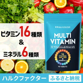 【ふるさと納税】ハルクファクター マルチビタミン マルチミネラル 90粒 22種 サプリ 国産 亜鉛 マカ 乳酸菌 エナジー 特許 栄養機能食品