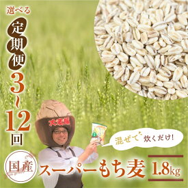 【ふるさと納税】国産スーパー もち麦 1.8kg 【定期便が選べる 3回 ~ 12回】食物繊維 たっぷり もちむぎ 麦 麦ごはん 麦味噌 麦みそ 混ぜて炊くだけ 雑穀米 健康 3ヵ月 6ヵ月 12ヵ月 愛知県 豊橋市
