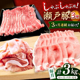【ふるさと納税】【全3回定期便】瀬戸豚 しゃぶしゃぶセット 計3kg / 豚肉 小分け しゃぶしゃぶ セット / 瀬戸市 / 関屋精肉店[BBBQ210]