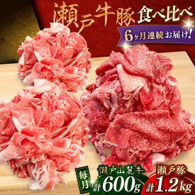 【ふるさと納税】【全6回定期便】瀬戸山麓牛豚 切落しセット 計1.8kg（牛切落し600g、豚切落し1.2kg）/ 牛肉 豚肉 小分け 冷凍 / 瀬戸市 / 関屋精肉店[BBBQ059]