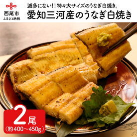 【ふるさと納税】愛知三河産のうなぎ白焼き（特々大サイズ！2尾合計400～450g）タレ付・K008-21 / 特大 国産 三河産 日本産 愛知県産 鰻 タレ付き たれセット