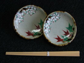 【ふるさと納税】犬山焼 雲錦手小皿2枚組｜焼きもの 伝統工芸 食器 2枚組 犬山 手作り 桜 紅葉 雲錦手 古風 年代 時代