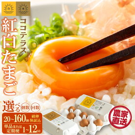 【ふるさと納税】ココテラスの紅白たまご【選べる個数・お届け回数】【 JGAP認証 】農家直送 新鮮 卵 純植物性飼料 飼料にこだわった 卵かけご飯 米たまご 大容量 卵 赤卵 白卵 送料無料