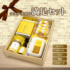 【ふるさと納税】ココテラスの満足セット 【 カステラ ・ 紅白たまご ・ マドレーヌ ・ マヨネーズ ・ 米たまご専用醤油 】 焼き菓子 和菓子 洋菓子 こだわりスイーツ 調味料 卵かけご飯 贈答用 ギフト 詰合せ デイリーファーム ココテラス 卵 送料無料