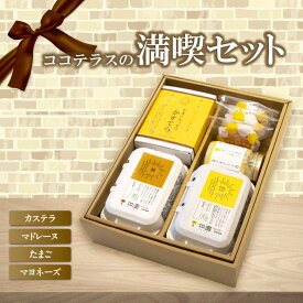 【ふるさと納税】ココテラスの満喫セット 【 たまごたっぷりカステラ半斤 ・ たまご農家のマドレーヌ ・ こだわりマヨネーズ ・ 朝日・明日のたまご 】 焼き菓子 洋菓子 こだわりスイーツ 調味料 卵かけご飯 贈答用 ギフト 詰合せ ココテラス 卵 送料無料