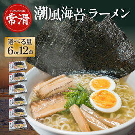 【ふるさと納税】常滑潮風海苔ラーメン【選べる内容量：2食入×3箱・6箱】 中華 塩ラーメン 海苔ラーメン あっさりラーメン 即席めん 海藻入りラーメン 鬼崎のり 潮風味 簡単調理 天然 あかもく ご当地ラーメン 常滑市 即席ラーメン ラーメン 送料無料