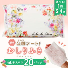 【ふるさと納税】おしりふき 60枚入り 20パック 選べる 1回 / 2回 / 4回 3か月に1回 定期便 単品 厚手 超厚手 凸凹シート 約 190mm × 140mm 新生児 赤ちゃん 化粧水 品質 ノンアルコール 純水 99%以上 天然成分配合 安心 安全 日用品 ベビー用品 お出かけ 小牧市 送料無料