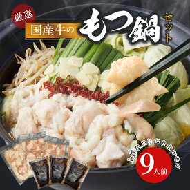【ふるさと納税】【食肉総合卸 丸正】厳選 国産牛 もつ鍋 セット（9人前）牛ホルモン 鍋 モツ 小腸 手切り 醤油ベース 濃縮スープ 食卓 冷凍 食肉のプロ お取り寄せ お取り寄せグルメ 愛知県 小牧市 送料無料