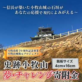 【ふるさと納税】【返礼品なし】信長が築いた小牧山城の石垣があなたの応援で現代によみがえる　夢・チャレンジ寄附金　銘板サイズ4cm×16cm