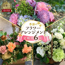 【ふるさと納税】 定期便 6回 季節のお花を使った フラワーアレンジメント 花 かご付き 生花 お任せ ギフト プレゼント 飾り 愛知県 田原市 渥美半島 90000円 9万円