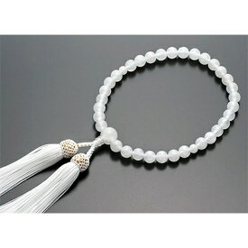 【ふるさと納税】女性用数珠(念珠)　ホワイト瑪瑙　共仕立　正絹白房　桐箱入【1090629】