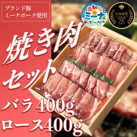 【ふるさと納税】 豚 焼肉 セット 800g ( ロース・バラ各400g ) 冷凍 国産 ブランド豚 豚肉 ロース バラ ミーナポーク セット 詰め合わせ 焼き肉 焼肉 丼 愛知県 南知多町