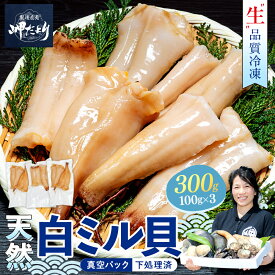 【ふるさと納税】 【獲れたての美味しさ!】 天然 白ミル貝 100g × 3袋 下処理済み 冷凍 岬だより 貝専門店 白みる貝 新鮮 海鮮 風味 魚介 貝 海の幸 おかず お刺身 寿司 バター焼き ご飯 おつまみ 酒 おすすめ 人気 魚貝類 簡単 便利 お手軽 おかず 酒の肴 ご飯のお供
