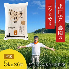 【ふるさと納税】令和5年産 出口崇仁農園のコシヒカリ 有機栽培米【定期便6回】【玄米5kg】世界に一つだけのお米※着日指定不可※離島への配送不可