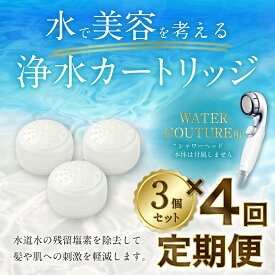 【ふるさと納税】【定期便】シャワーヘッド用 浄水カートリッジ ( 3個セット × 年4回発送 定期便 ) ウォータークチュール用 塩素除去 節水 交換簡単 送料無料