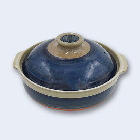 【ふるさと納税】【萬古焼（ばんこやき）】9号 ルリ土鍋 セラミックコーティング 内山製陶所【土鍋 3〜5人用 セラミック 直火用 電子レンジ対応 お手入れ簡単 食洗器対応 三重県 三重 四日市市 四日市 四日市市ふるさと納税 四日市ふるさと納税】