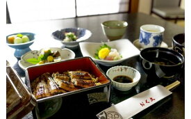 【ふるさと納税】266 料理旅館おく文 うな重膳 ペア宿泊券 ワンドリンク付き　宿泊 料理 旅館 うなぎ 伊勢市