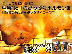 【ふるさと納税】1506-S　自家製 みそダレ セット 牛 ホルモン 300g 豚肉 鶏肉/ 黒毛和牛ホルモン 牛清 バーベキュー BBQ キャンプ 牛肉 ぶた肉 とり肉 特製 味噌漬 味付 伊勢志摩 三重 伊勢