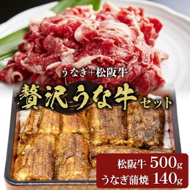 【ふるさと納税】豪華！松阪牛(500g）と鰻（一尾140g）の贅沢うな牛セット ＜数量限定＞国産 うなぎ ウナギ 蒲焼 お茶漬け 茶漬 うな茶 タレ小間切れ肉 こま切れ こま切れ肉 松阪牛 松坂牛 牛肉 ブランド牛 高級 和牛霜降り