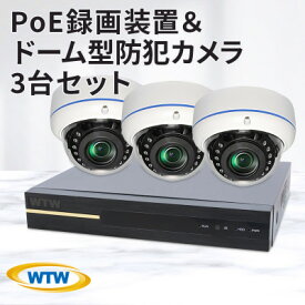 【ふるさと納税】PoE 録画装置1TB&監視・防犯カメラドーム型3台セット 500万画素 屋外【1414043】