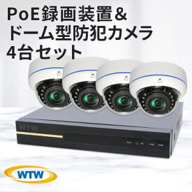 【ふるさと納税】PoE 録画装置1TB&監視・防犯カメラドーム型4台セット 500万画素 屋外【1414044】