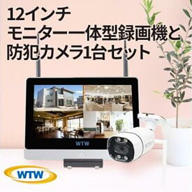 【ふるさと納税】Par12インチ液晶一体型録画装置2TB&監視・防犯カメラ1台セット 300万画素 屋外