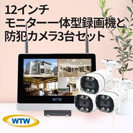 【ふるさと納税】Par12インチ液晶録画装置2TB&監視・300万画素防犯カメラ3台セット 屋外