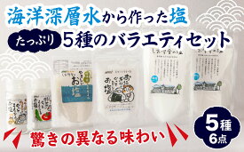 【ふるさと納税】【 海洋深層水 の 塩 】バラエティ セット たっぷり5種（6点） 米 おにぎり 野菜 玉子 など素材の 旨味が引き立つ 調味料 日用品 お弁当 ギフト 贈り物 にも おすすめ 三重県 尾鷲 しお学舎 MO-21