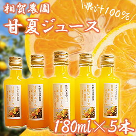 【ふるさと納税】果汁100％ 甘夏ジュース180ml×5本セット 便利な 小分け 甘夏 蜜柑 果物 柑橘 フルーツ ジュース 国産 三重県 尾鷲市　AI-5