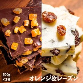 【ふるさと納税】割れチョコ計1kg　情熱のスイートオレンジ（500g）＆妖艶なラムレーズン（500g）