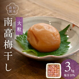 【ふるさと納税】松本農園 大粒 南高梅 3kg【完熟梅 ふっくら肉厚！天日塩のみで漬けた梅干し 塩分濃度20％】