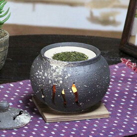 【ふるさと納税】信楽焼 窯肌茶香炉 アロマポット ロウソク10個セット