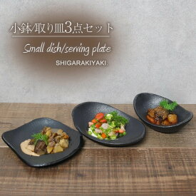 【ふるさと納税】信楽焼 陶器製 陶シリーズ 食器（小鉢/取り皿）3点セット（ブラック）