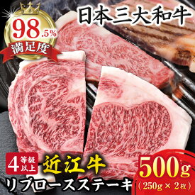 【ふるさと納税】【4等級以上】厳選 近江牛 リブロースステーキ 【500g（250g × 2枚）】【牛肉】【牛】【A4】【A5】【国産】 御中元 お中元