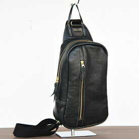 【ふるさと納税】高級レザーを使った大人の　ワンショルダーバッグ　ナイトブラック