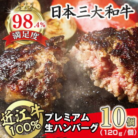 【ふるさと納税】近江牛100％ プレミアム生ハンバーグ 10個 1.2kg（約120g×10個） 牛肉 国産 近江牛 ハンバーグ 個包装 近江フードJAPAN 冷凍
